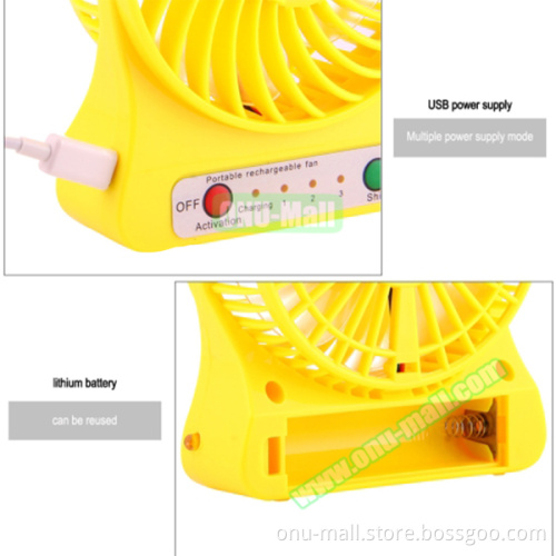 Portable Rechargeable Low Noise Standing Ceiling Mini USB Fan with LED Light